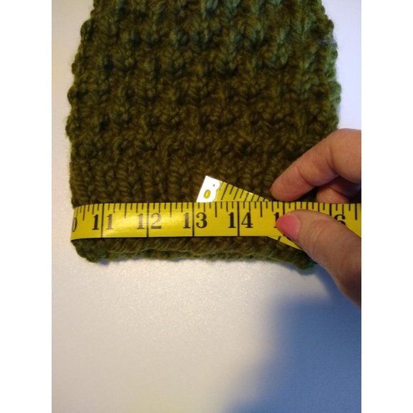 Dark Green Knit Hat Hand Knit Child Cap - Picture 2 of 2